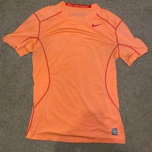 Nike Pro Combat Dri-Fit Orange Fitted Short Sleeve Shirt Men’s Size Medium (M)